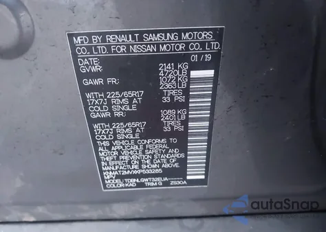 2019 Nissan Rogue Sv из США, поврежденный, VIN KNMAT2MVXKP533285